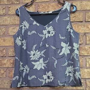 Tommy Bahama 100% Silk Floral V-Neck Blouse Size Large